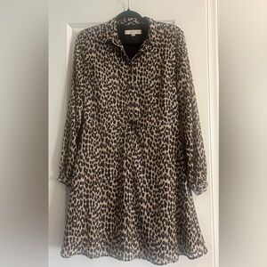 LOFT Animal Print Long Sleeve Dress